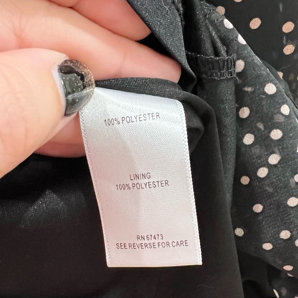 Taylor A-line Women's Black Dress Tan Polka Dot Halter Neck Ruffles Short - Picture 3 of 5